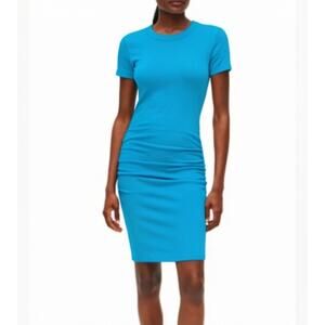Michael Stars Katie Ribbed Midi Dress Neptune Blue Size Small NWT USA Made